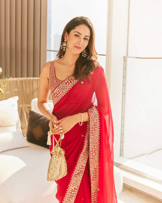 Punit Balana Classic Surkh Laal Sari And Blouse available on indiaspopup