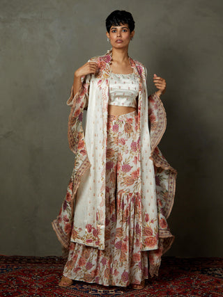 Ri.Ritu Kumar-Off-White Dahlia Jacket And Palazzo Set-INDIASPOPUP.COM