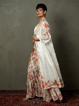 Ri.Ritu Kumar-Off-White Dahlia Jacket And Palazzo Set-INDIASPOPUP.COM
