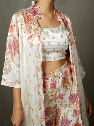 Ri.Ritu Kumar-Off-White Dahlia Jacket And Palazzo Set-INDIASPOPUP.COM