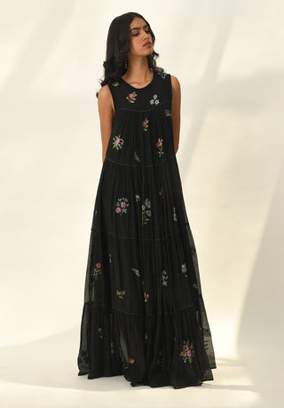 Glabrifolia black embroidered dress