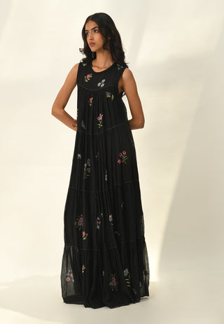 Glabrifolia black embroidered dress