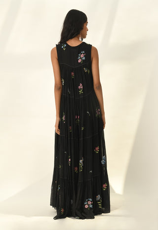 Glabrifolia black embroidered dress