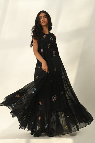 Glabrifolia black embroidered dress