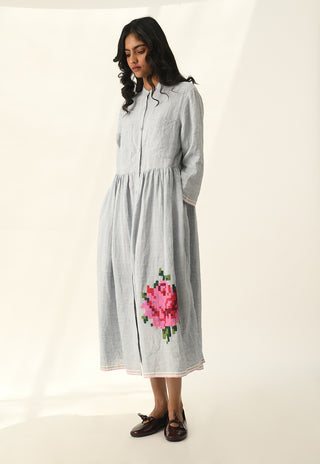 Bella blue embroidery dress