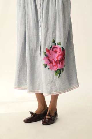 Bella blue embroidery dress