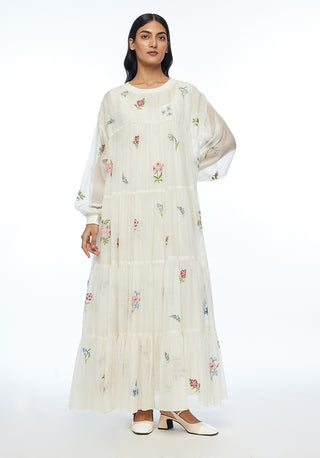 Forrestiana ivory tiered maxi dress