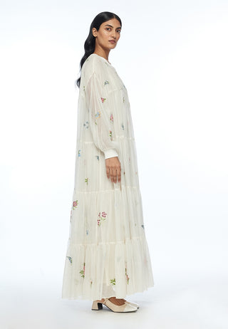 Forrestiana ivory tiered maxi dress