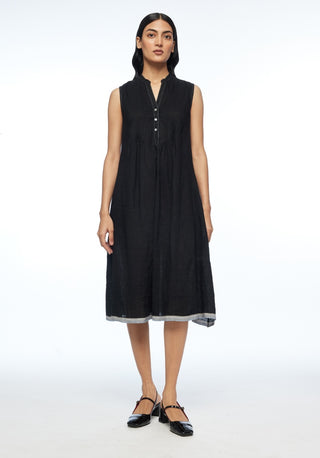 Cymosa black yoke pleated dress