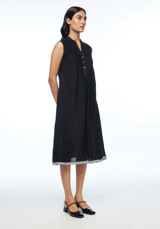 Cymosa black yoke pleated dress