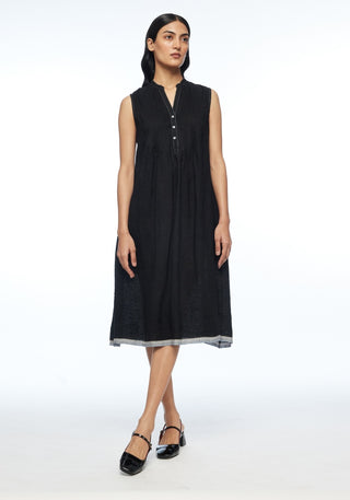Cymosa black yoke pleated dress