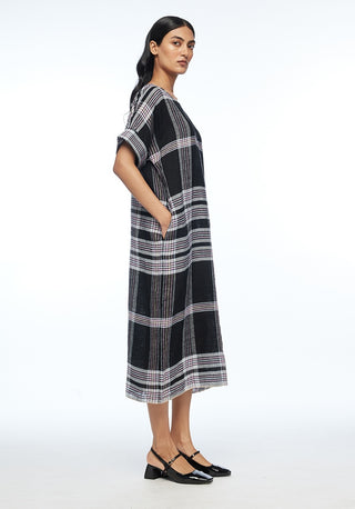 Dumalis black boat neck dress