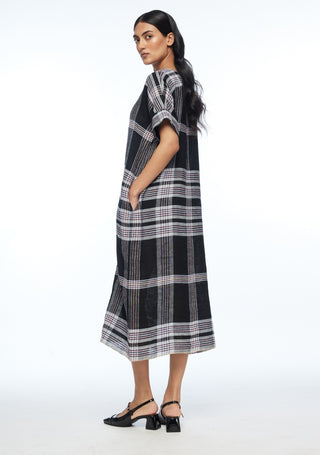 Dumalis black boat neck dress