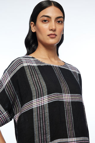 Dumalis black boat neck dress