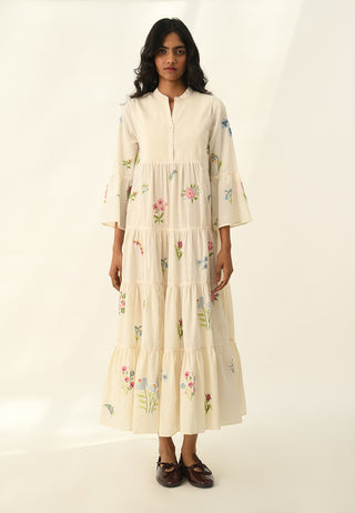 Corymbifera ivory embroidered dress