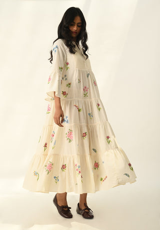 Corymbifera ivory embroidered dress
