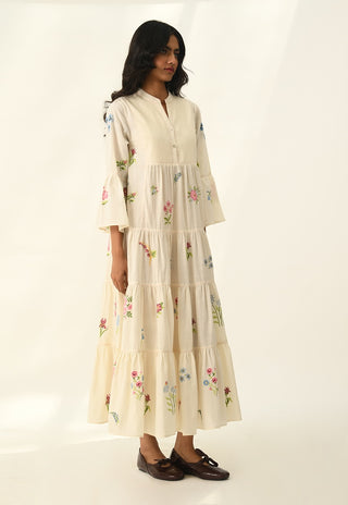 Corymbifera ivory embroidered dress