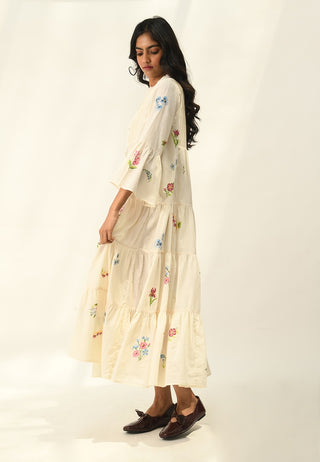 Corymbifera ivory embroidered dress