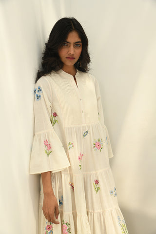 Corymbifera ivory embroidered dress