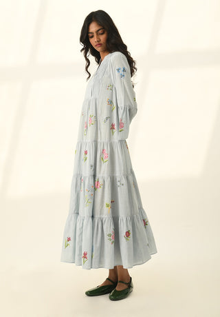 Corymbifera powder blue embroidered dress