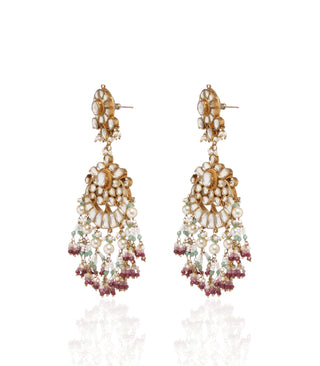 Divya red and green kundan necklace set