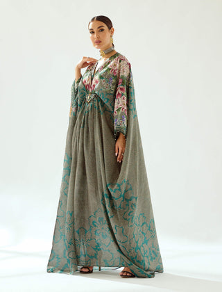 Rajdeep Ranawat-Imama Teal Kaftan-INDIASPOPUP.COM