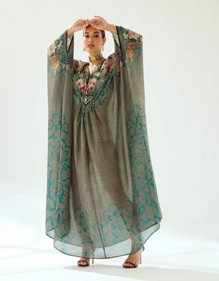 Rajdeep Ranawat-Imama Teal Kaftan-INDIASPOPUP.COM