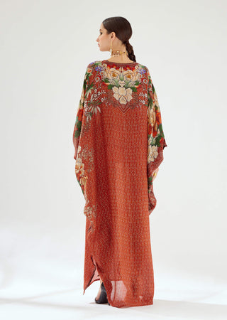 Rajdeep Ranawat-Verusha Rust Printed Kaftan-INDIASPOPUP.COM