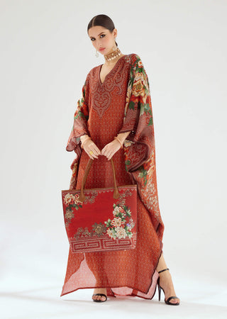 Rajdeep Ranawat-Verusha Rust Printed Kaftan-INDIASPOPUP.COM