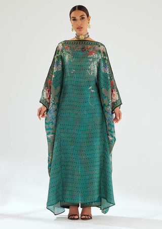 Rajdeep Ranawat-Aayat Teal Kimono Kaftan-INDIASPOPUP.COM