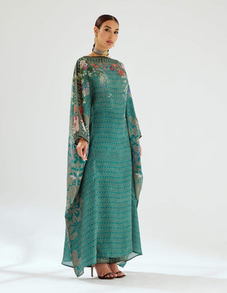 Rajdeep Ranawat-Aayat Teal Kimono Kaftan-INDIASPOPUP.COM