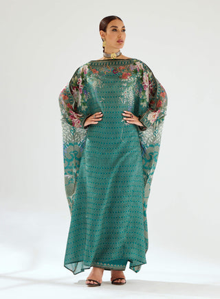 Rajdeep Ranawat-Aayat Teal Kimono Kaftan-INDIASPOPUP.COM