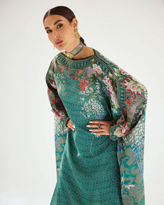 Rajdeep Ranawat-Aayat Teal Kimono Kaftan-INDIASPOPUP.COM