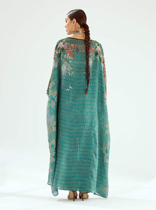 Rajdeep Ranawat-Aayat Teal Kimono Kaftan-INDIASPOPUP.COM