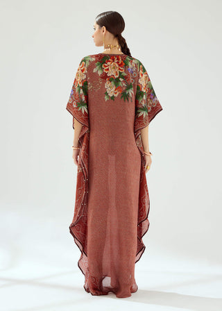 Rajdeep Ranawat-Eleni Rust Printed Kaftan-INDIASPOPUP.COM