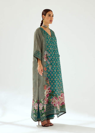 Rajdeep Ranawat-Banera Teal Kimono Tunic-INDIASPOPUP.COM