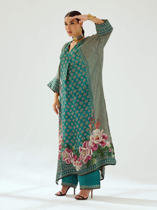Rajdeep Ranawat-Banera Teal Kimono Tunic-INDIASPOPUP.COM