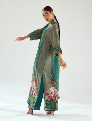 Rajdeep Ranawat-Banera Teal Kimono Tunic-INDIASPOPUP.COM
