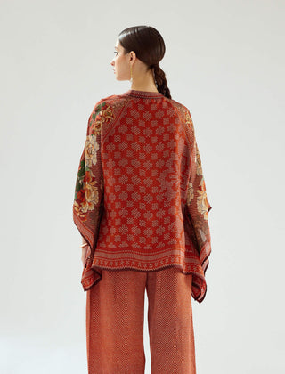 Rajdeep Ranawat-Ramona Rust Silk Poncho Tunic-INDIASPOPUP.COM