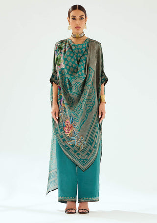 Rajdeep Ranawat-Montijo Teal Silk Tunic-INDIASPOPUP.COM