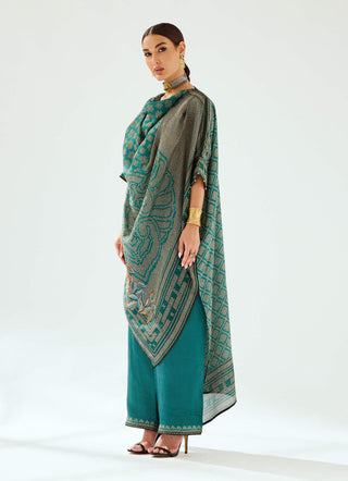 Rajdeep Ranawat-Montijo Teal Silk Tunic-INDIASPOPUP.COM