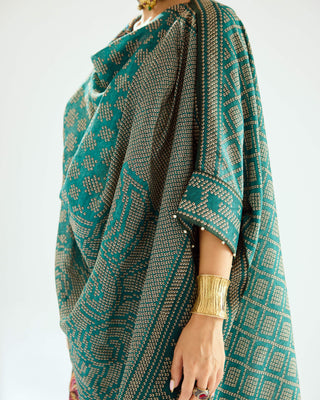 Rajdeep Ranawat-Montijo Teal Silk Tunic-INDIASPOPUP.COM