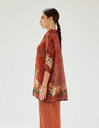 Rajdeep Ranawat-Maizah Rust Silk Shirt-INDIASPOPUP.COM