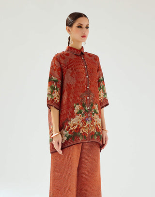 Rajdeep Ranawat-Maizah Rust Silk Shirt-INDIASPOPUP.COM