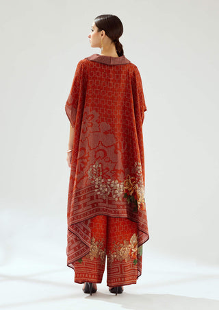 Rajdeep Ranawat-Lavanya Rust Silk Draped Tunic-INDIASPOPUP.COM