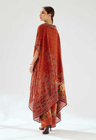 Rajdeep Ranawat-Lavanya Rust Silk Draped Tunic-INDIASPOPUP.COM