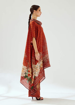 Rajdeep Ranawat-Lavanya Rust Silk Draped Tunic-INDIASPOPUP.COM