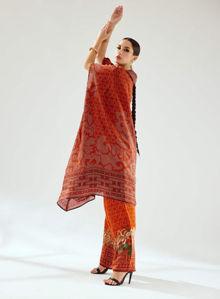 Rajdeep Ranawat-Lavanya Rust Silk Draped Tunic-INDIASPOPUP.COM