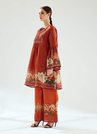 Rajdeep Ranawat-Pankti Rust Silk Boho Top-INDIASPOPUP.COM