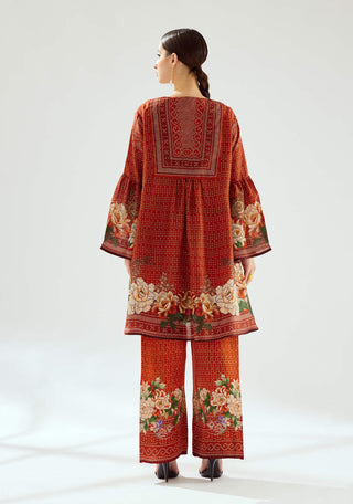 Rajdeep Ranawat-Pankti Rust Silk Boho Top-INDIASPOPUP.COM